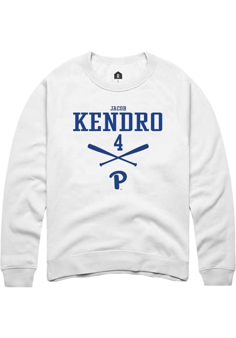 Jacob Kendro Rally Mens White Pitt Panthers NIL Sport Icon Crew Sweatshirt