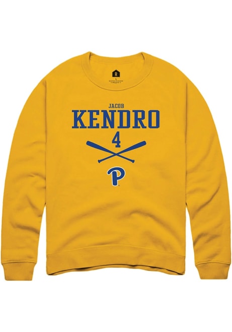 Jacob Kendro Rally Mens Gold Pitt Panthers NIL Sport Icon Crew Sweatshirt