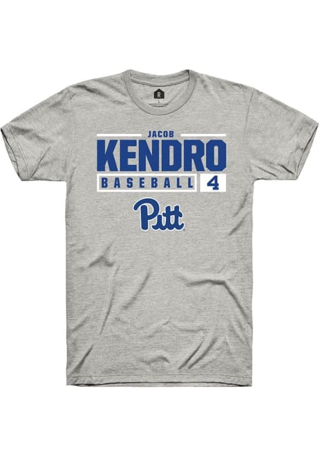 Jacob Kendro Ash Pitt Panthers NIL Stacked Box Short Sleeve T Shirt