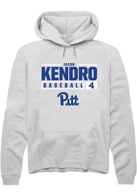 Jacob Kendro Rally Mens White Pitt Panthers NIL Stacked Box Hooded Sweatshirt