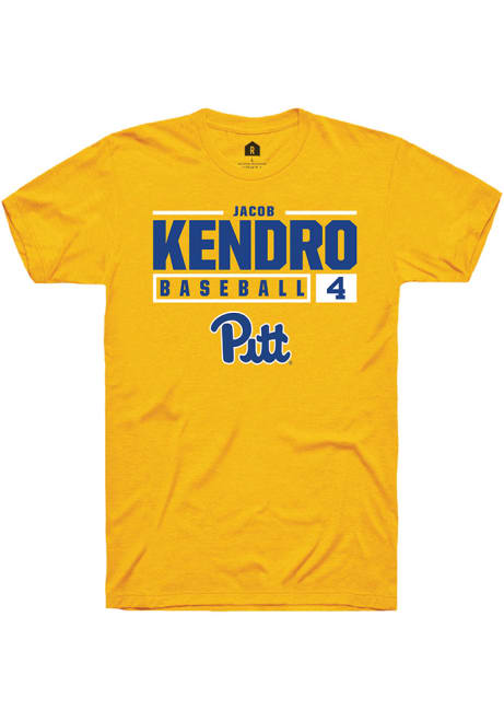 Jacob Kendro Gold Pitt Panthers NIL Stacked Box Short Sleeve T Shirt