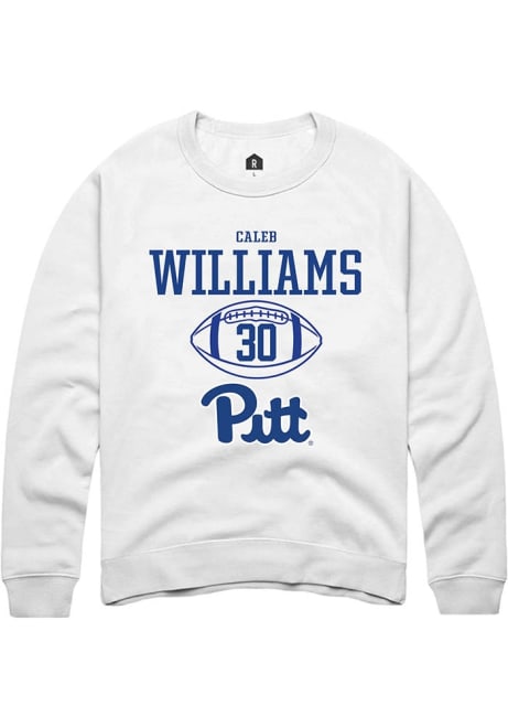 Caleb Williams Rally Mens White Pitt Panthers NIL Sport Icon Crew Sweatshirt