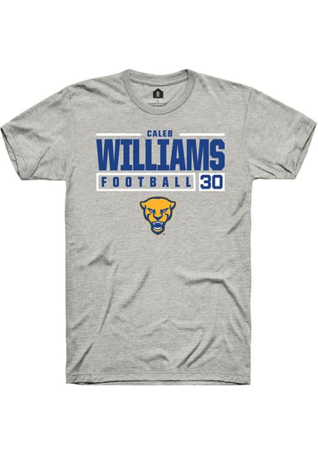 Caleb Williams Ash Pitt Panthers NIL Stacked Box Short Sleeve T Shirt