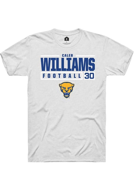 Caleb Williams White Pitt Panthers NIL Stacked Box Short Sleeve T Shirt