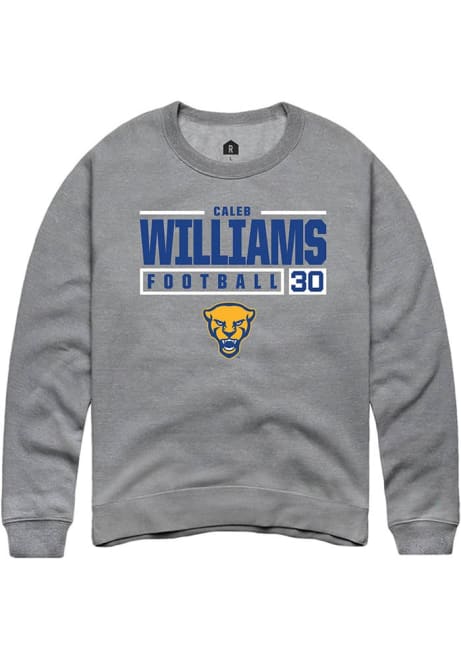 Caleb Williams Rally Mens Graphite Pitt Panthers NIL Stacked Box Crew Sweatshirt