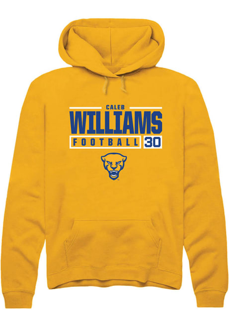 Caleb Williams Rally Mens Gold Pitt Panthers NIL Stacked Box Hooded Sweatshirt