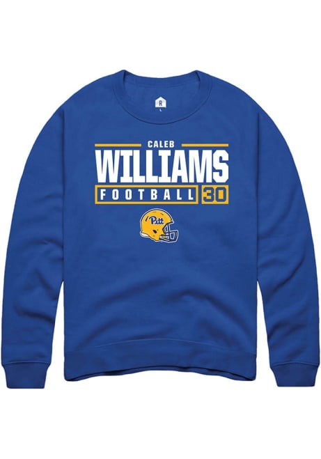 Caleb Williams Rally Mens Blue Pitt Panthers NIL Stacked Box Crew Sweatshirt