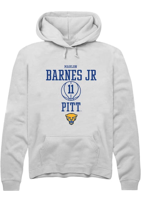 Marlon Barnes Jr Rally Mens White Pitt Panthers NIL Sport Icon Hooded Sweatshirt