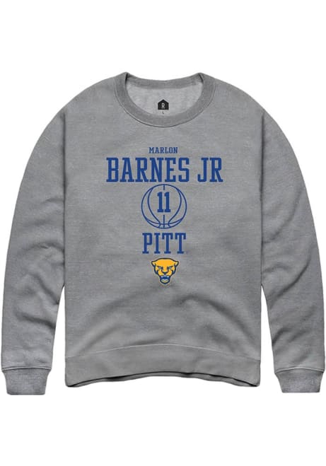 Marlon Barnes Jr Rally Mens Graphite Pitt Panthers NIL Sport Icon Crew Sweatshirt