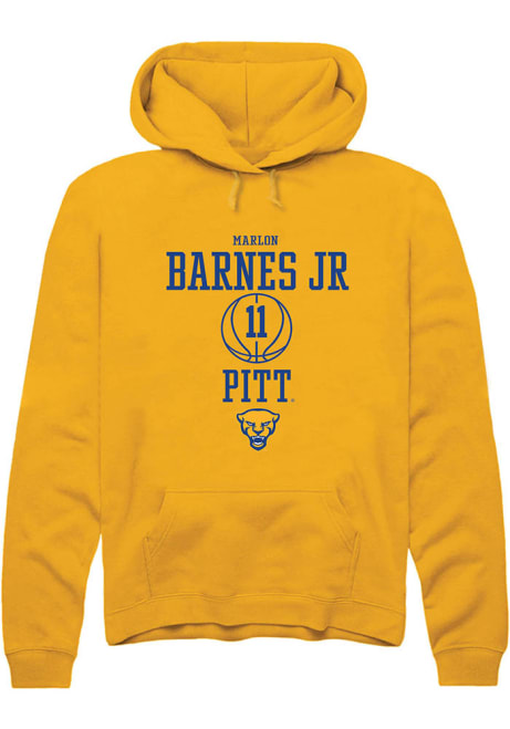 Marlon Barnes Jr Rally Mens Gold Pitt Panthers NIL Sport Icon Hooded Sweatshirt