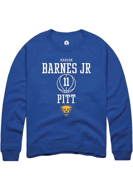 Marlon Barnes Jr Rally Mens Blue Pitt Panthers NIL Sport Icon Crew Sweatshirt