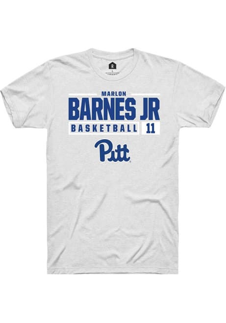 Marlon Barnes Jr White Pitt Panthers NIL Stacked Box Short Sleeve T Shirt