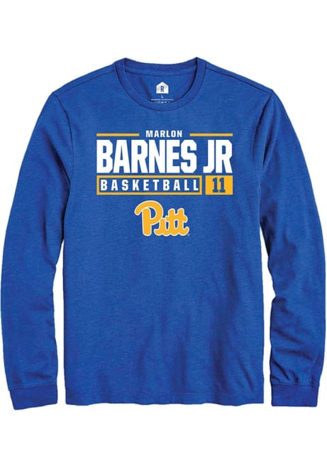 Marlon Barnes Jr Rally Mens Blue Pitt Panthers NIL Stacked Box Tee