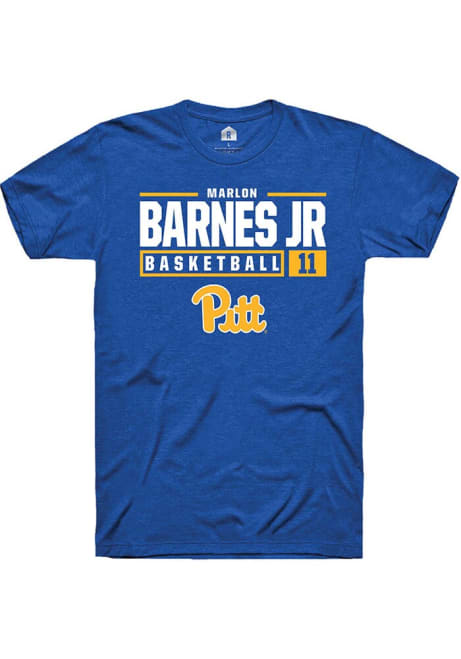 Marlon Barnes Jr Blue Pitt Panthers NIL Stacked Box Short Sleeve T Shirt