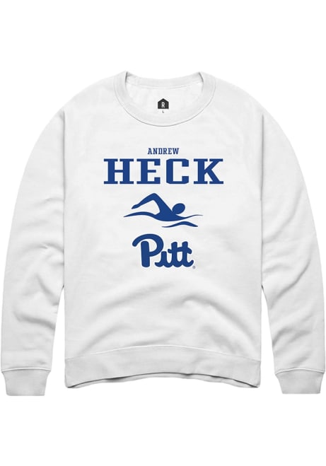 Andrew Heck Rally Mens White Pitt Panthers NIL Sport Icon Crew Sweatshirt