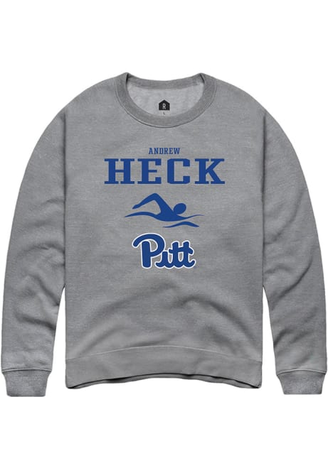 Andrew Heck Rally Mens Graphite Pitt Panthers NIL Sport Icon Crew Sweatshirt