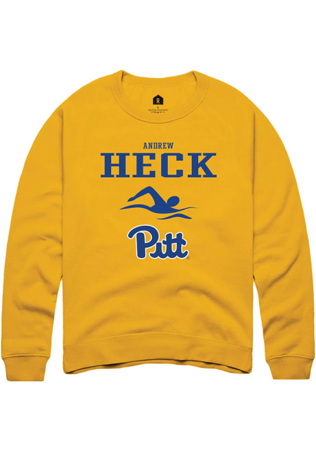 Andrew Heck Rally Mens Gold Pitt Panthers NIL Sport Icon Crew Sweatshirt