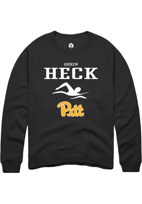 Andrew Heck Rally Mens Black Pitt Panthers NIL Sport Icon Crew Sweatshirt