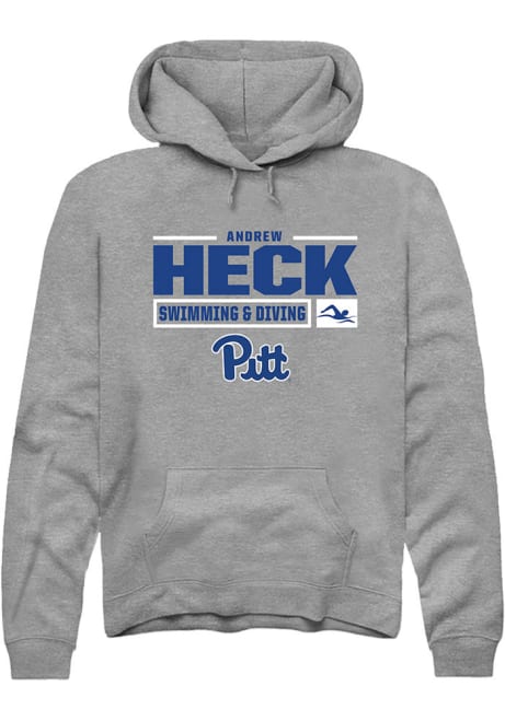 Andrew Heck Rally Mens Graphite Pitt Panthers NIL Stacked Box Hooded Sweatshirt