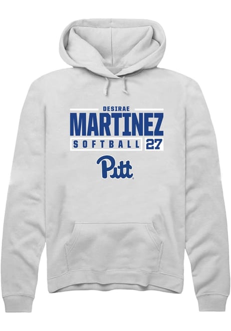 Desirae Martinez Rally Mens White Pitt Panthers NIL Stacked Box Hooded Sweatshirt