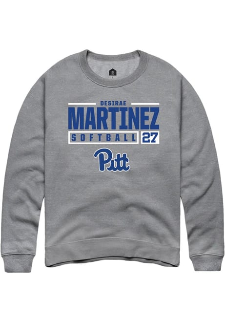 Desirae Martinez Rally Mens Graphite Pitt Panthers NIL Stacked Box Crew Sweatshirt