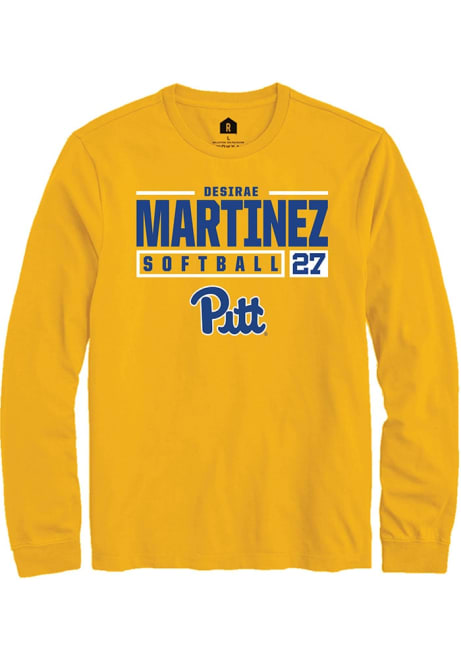 Desirae Martinez Rally Mens Gold Pitt Panthers NIL Stacked Box Tee