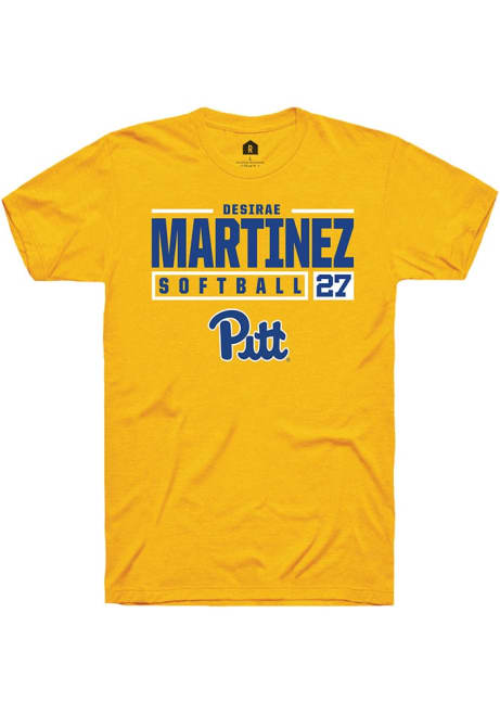 Desirae Martinez Gold Pitt Panthers NIL Stacked Box Short Sleeve T Shirt