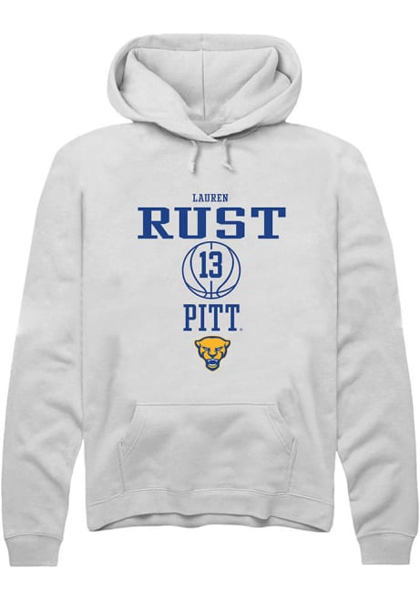 Lauren Rust Rally Mens White Pitt Panthers NIL Sport Icon Hooded Sweatshirt