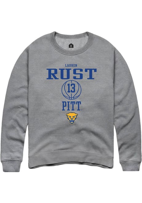 Lauren Rust Rally Mens Graphite Pitt Panthers NIL Sport Icon Crew Sweatshirt