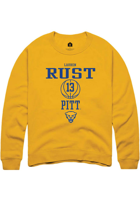 Lauren Rust Rally Mens Gold Pitt Panthers NIL Sport Icon Crew Sweatshirt