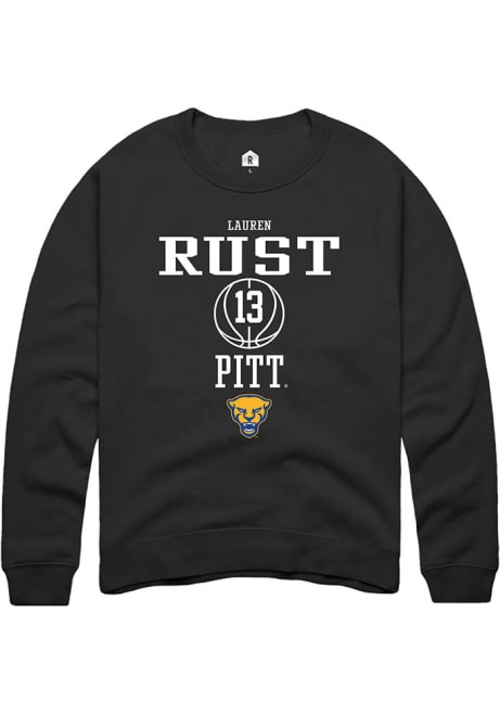 Lauren Rust Rally Mens Black Pitt Panthers NIL Sport Icon Crew Sweatshirt