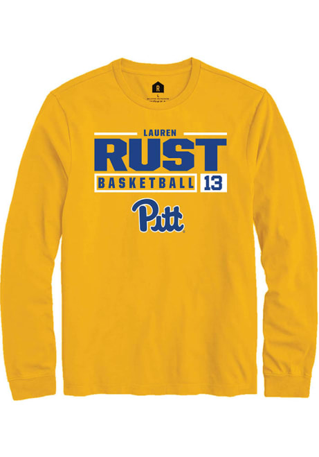 Lauren Rust Rally Mens Gold Pitt Panthers NIL Stacked Box Tee