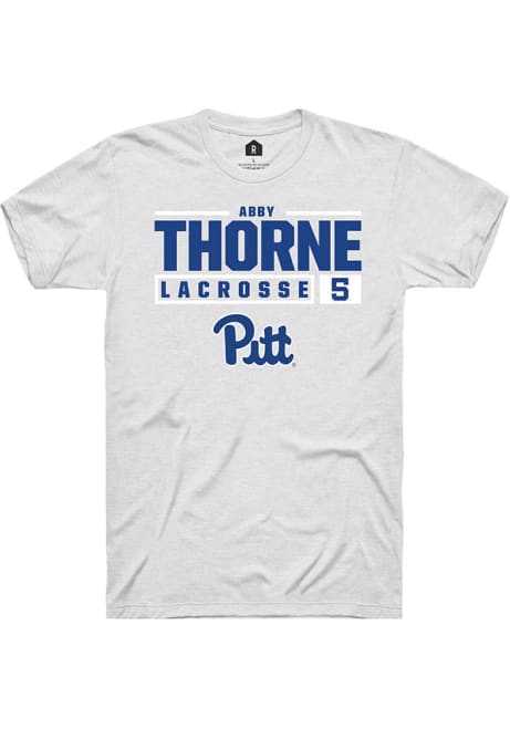 Abby Thorne White Pitt Panthers NIL Stacked Box Short Sleeve T Shirt