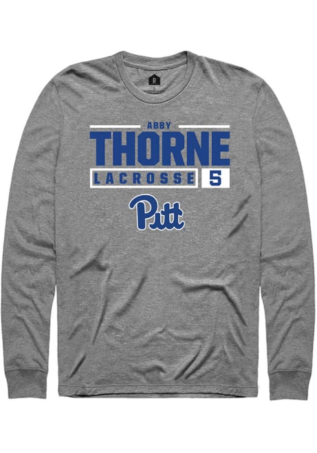 Abby Thorne Rally Mens Grey Pitt Panthers NIL Stacked Box Tee