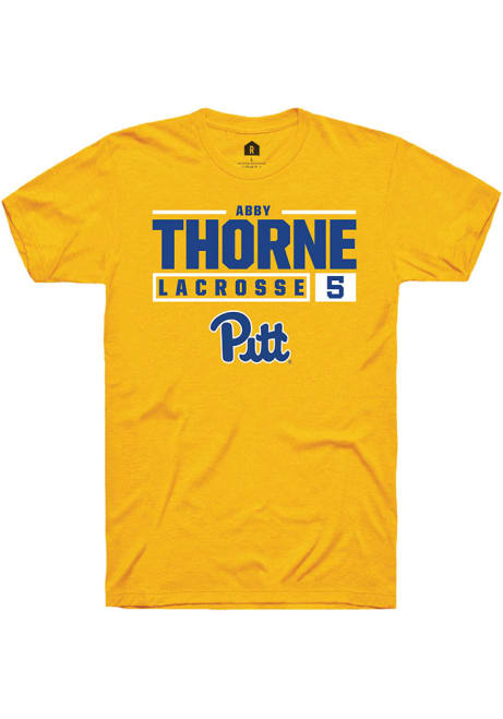Abby Thorne Gold Pitt Panthers NIL Stacked Box Short Sleeve T Shirt