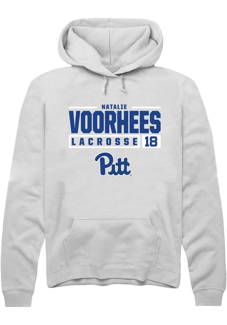 Natalie Voorhees Rally Mens White Pitt Panthers NIL Stacked Box Hooded Sweatshirt