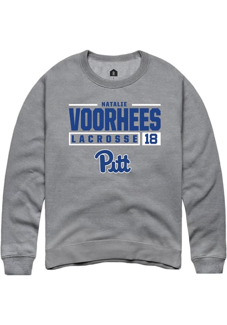 Natalie Voorhees Rally Mens Graphite Pitt Panthers NIL Stacked Box Crew Sweatshirt