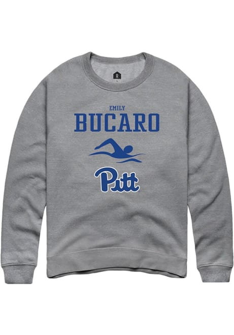 Emily Bucaro Rally Mens Graphite Pitt Panthers NIL Sport Icon Crew Sweatshirt