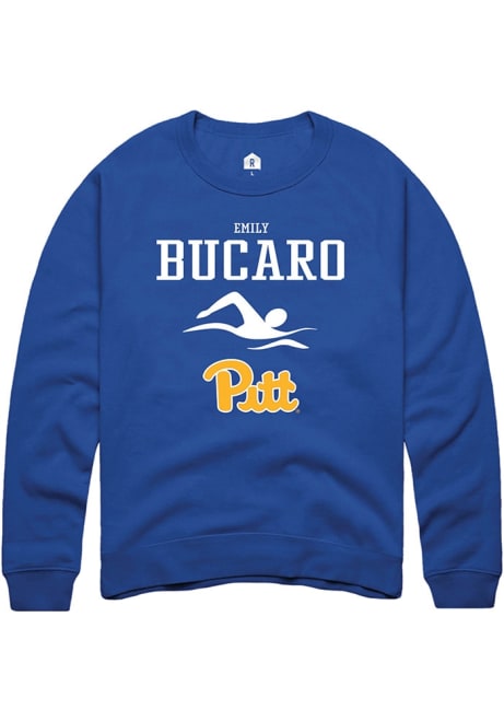 Emily Bucaro Rally Mens Blue Pitt Panthers NIL Sport Icon Crew Sweatshirt