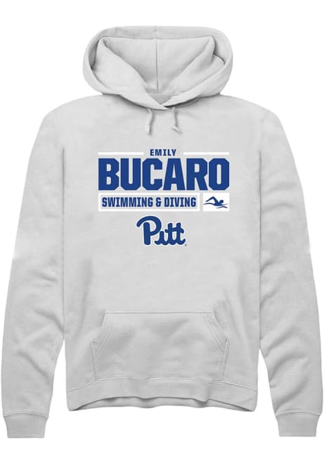 Emily Bucaro Rally Mens White Pitt Panthers NIL Stacked Box Hooded Sweatshirt