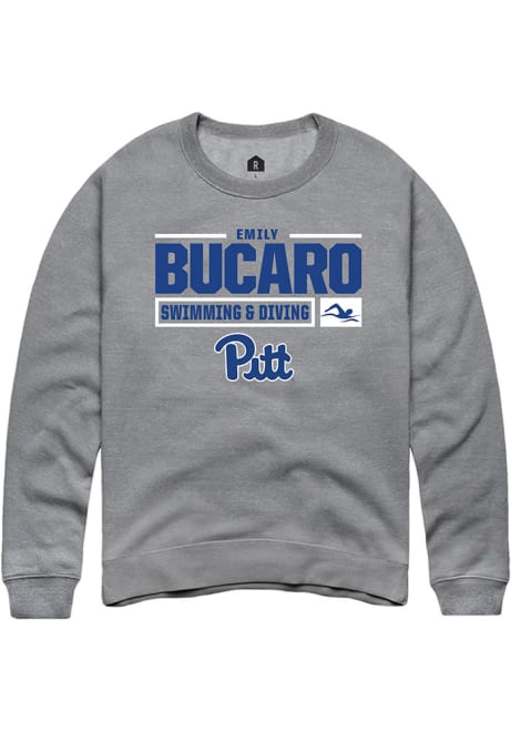 Emily Bucaro Rally Mens Graphite Pitt Panthers NIL Stacked Box Crew Sweatshirt