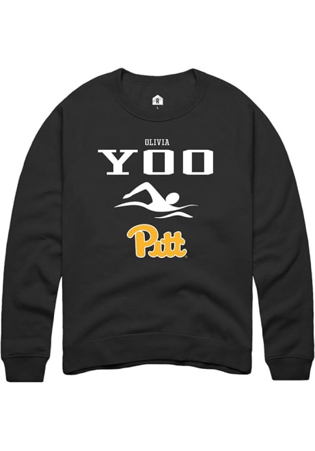 Olivia Yoo Rally Mens Black Pitt Panthers NIL Sport Icon Crew Sweatshirt