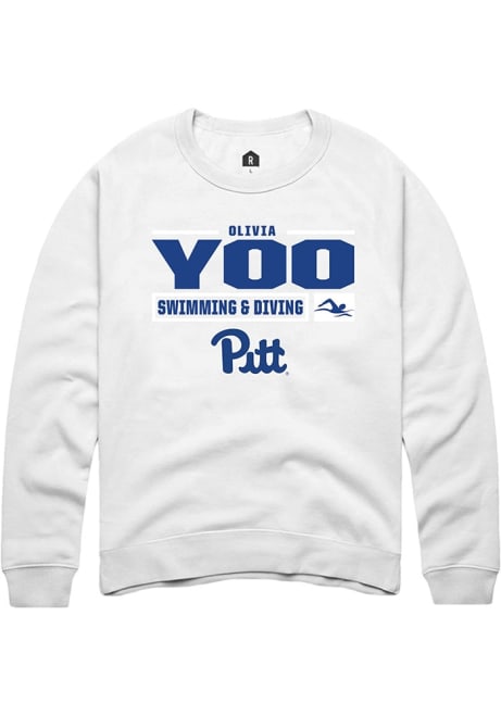 Olivia Yoo Rally Mens White Pitt Panthers NIL Stacked Box Crew Sweatshirt