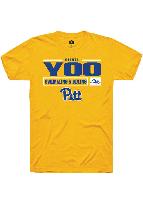 Olivia Yoo Gold Pitt Panthers NIL Stacked Box Short Sleeve T Shirt