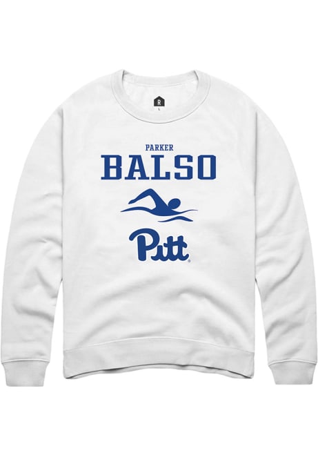 Parker Del Balso Rally Mens White Pitt Panthers NIL Sport Icon Crew Sweatshirt