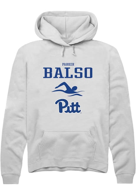 Parker Del Balso Rally Mens White Pitt Panthers NIL Sport Icon Hooded Sweatshirt