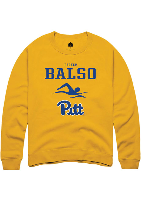 Parker Del Balso Rally Mens Gold Pitt Panthers NIL Sport Icon Crew Sweatshirt