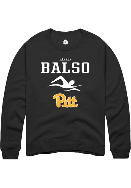 Parker Del Balso Rally Mens Black Pitt Panthers NIL Sport Icon Crew Sweatshirt