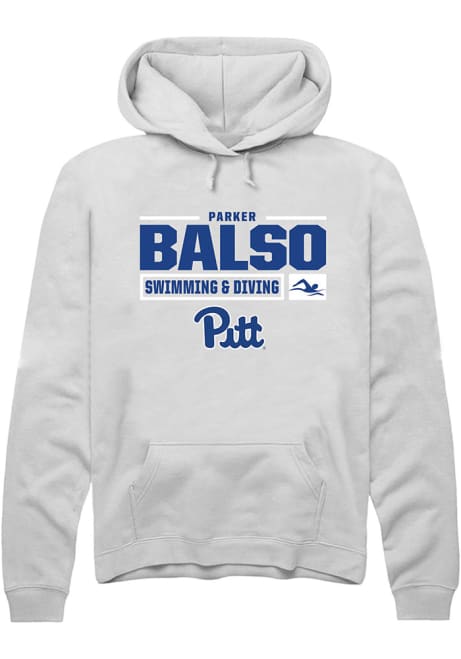 Parker Del Balso Rally Mens White Pitt Panthers NIL Stacked Box Hooded Sweatshirt