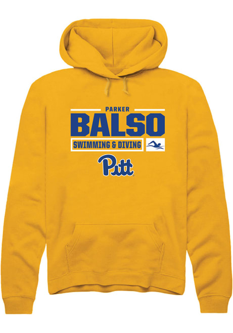 Parker Del Balso Rally Mens Gold Pitt Panthers NIL Stacked Box Hooded Sweatshirt